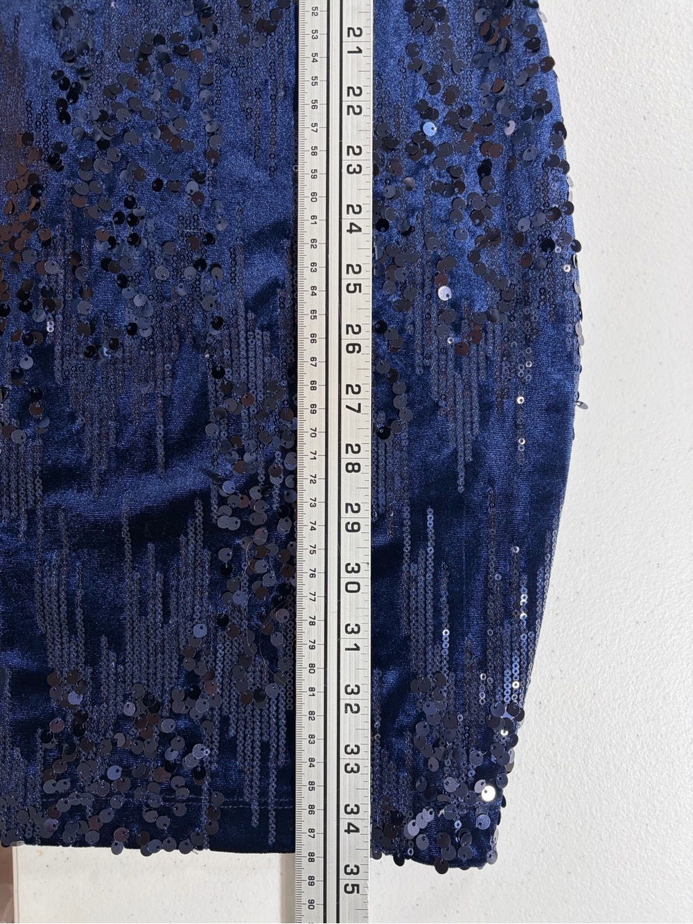 Navy Velvet Sequin Bodycon Sleeveless Sheath Dress (M) - Picture 9 of 12